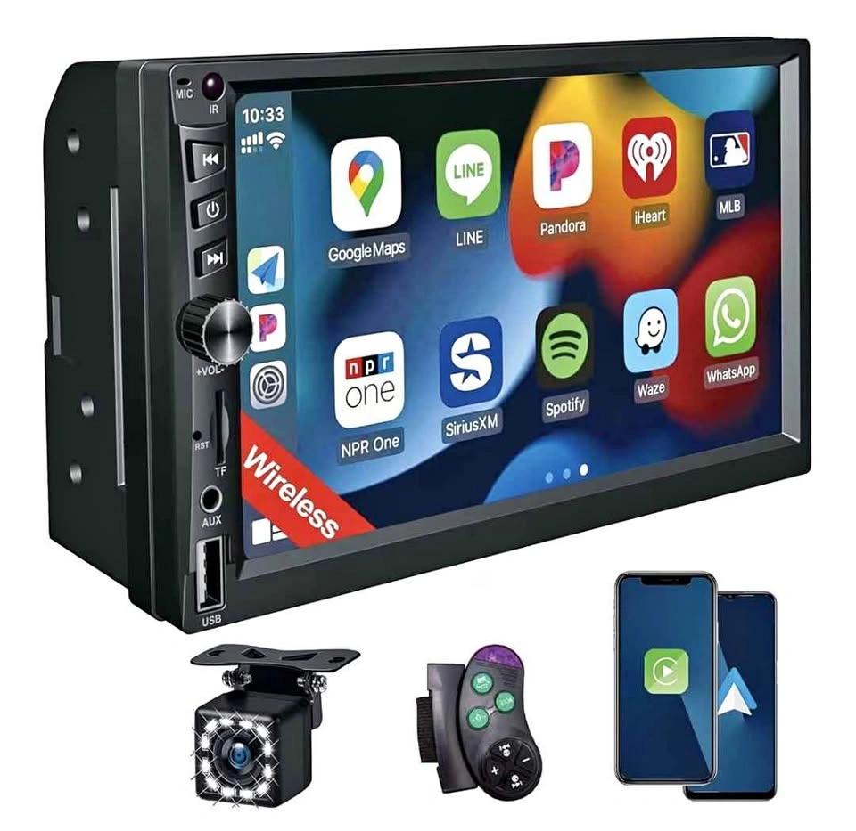 Double DIN Wireless Apple CarPlay Car Stereo 7-inch HD Touchscre
