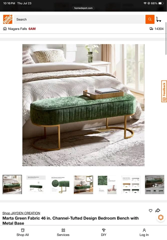 Jayden Creation Marta Green Fabric Storage Bench – 46"
