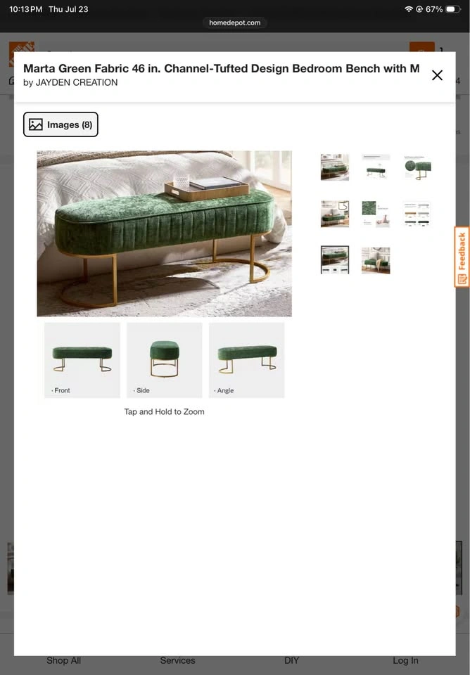 Jayden Creation Marta Green Fabric Storage Bench – 46" - photo 3