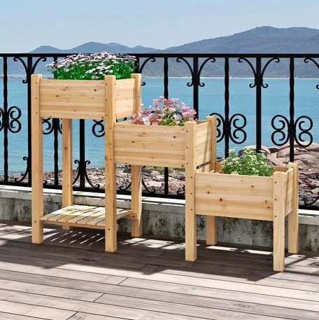 Wooden raised garden bed