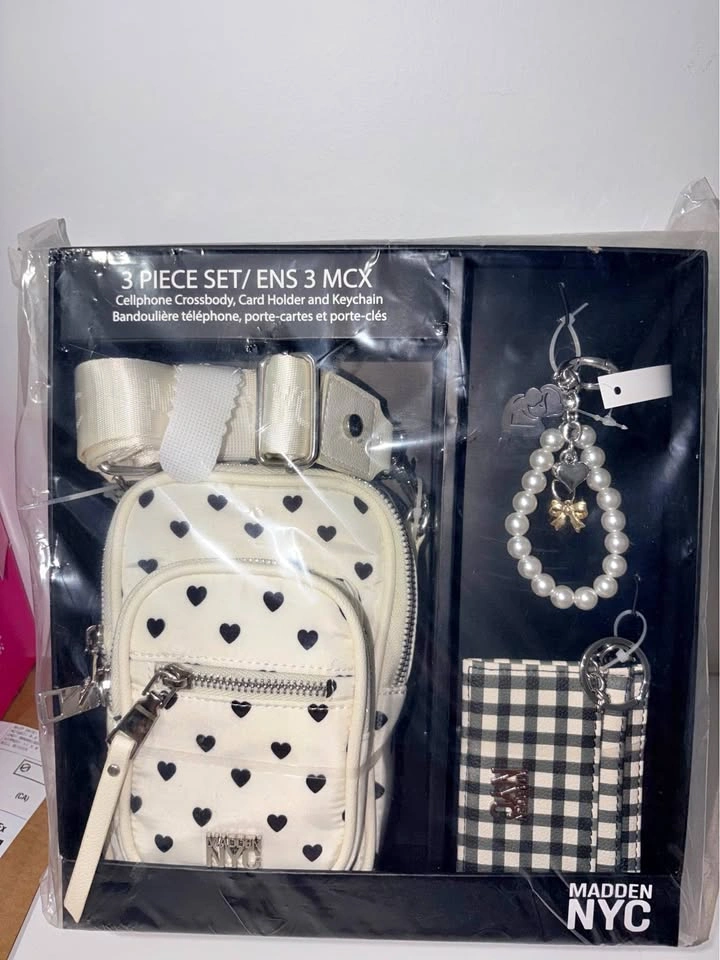 Madden NYC 3 Piece Set Cellphone Crossbody, Card Holder and Keyc