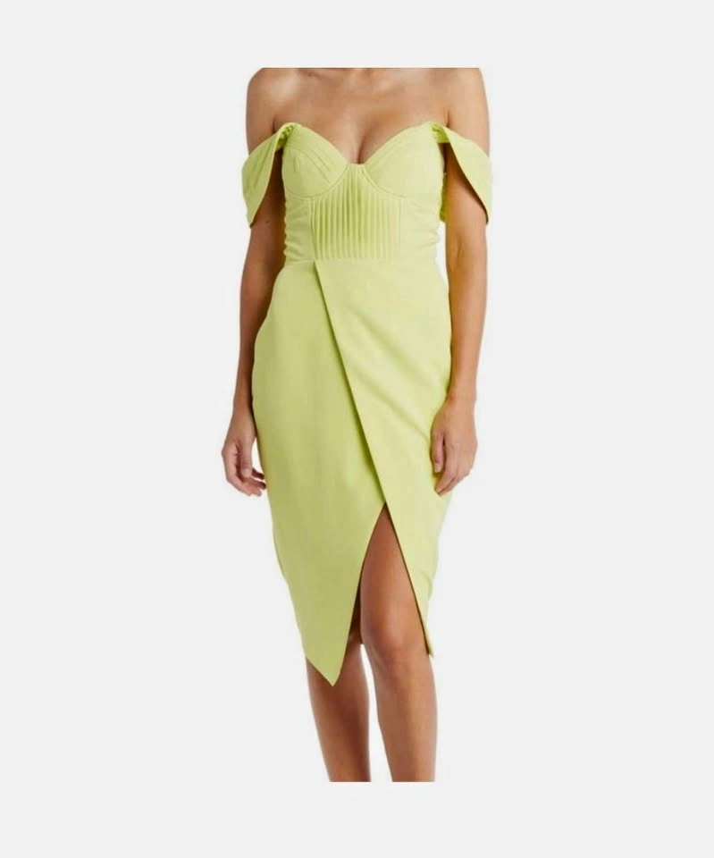 BNWT Lavish Alice off shoulder pleated wrap midi dress (size US6