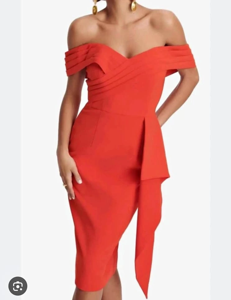 BNWT Lavish Alice pleated bardot midi dress (size US6/UK10)