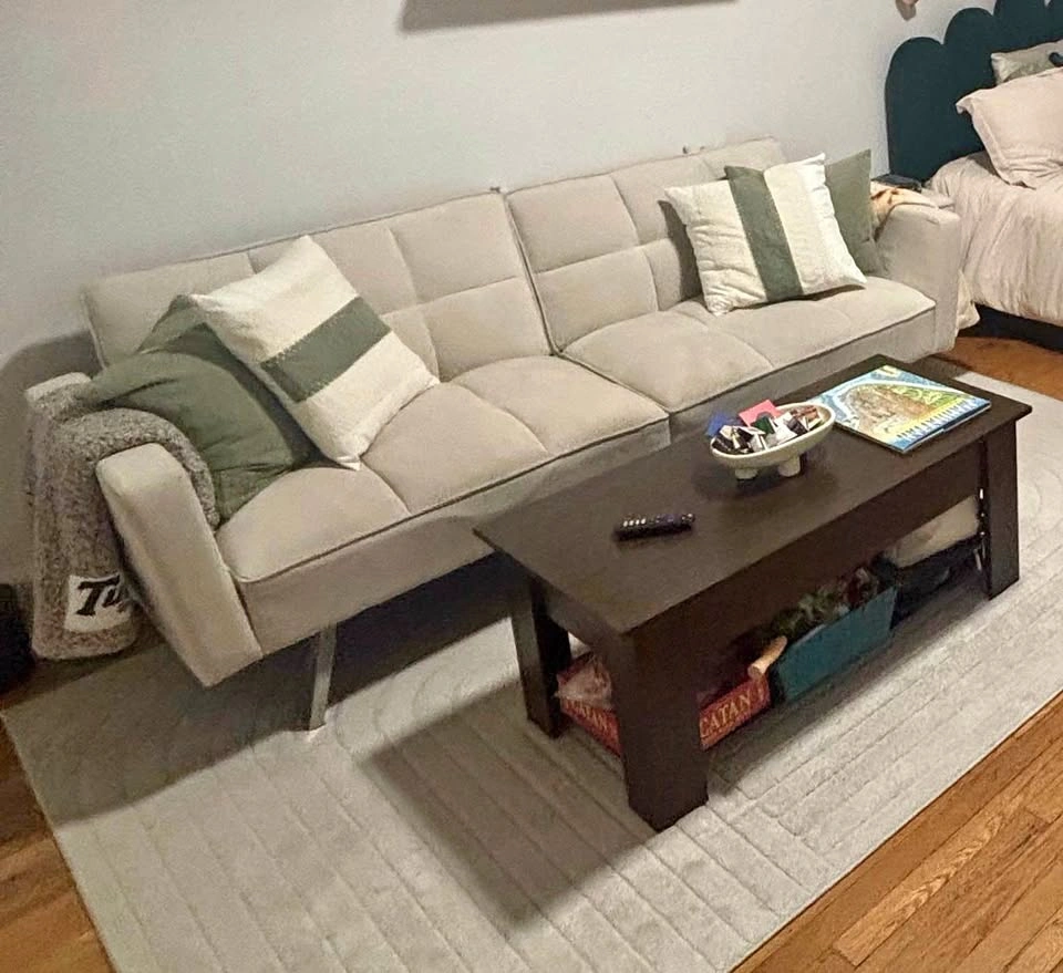 White Velvet Futon Sofa