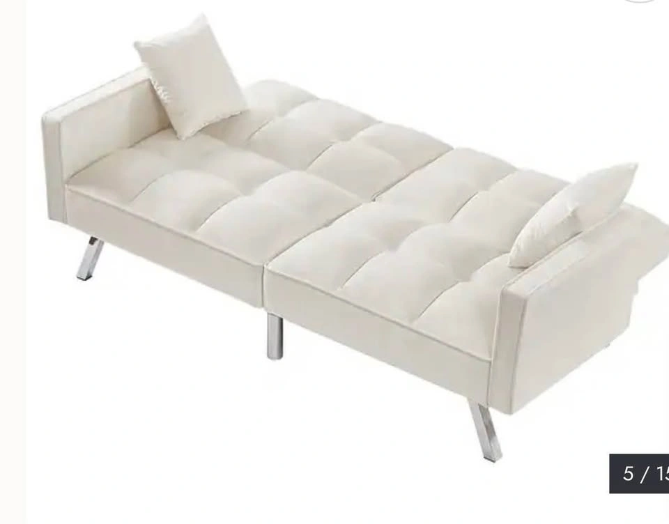 White Velvet Futon Sofa - photo 5