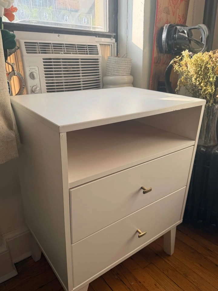 Large Mid-Century Modern White 2-Drawer Nightstand - photo 2