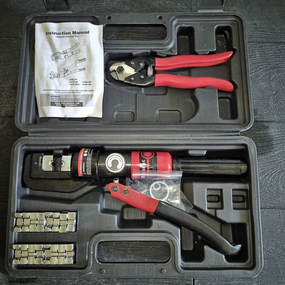 Hydraulic Cable Lug Crimping Tool Kit - 4-70mm2 + Cutter + Dies