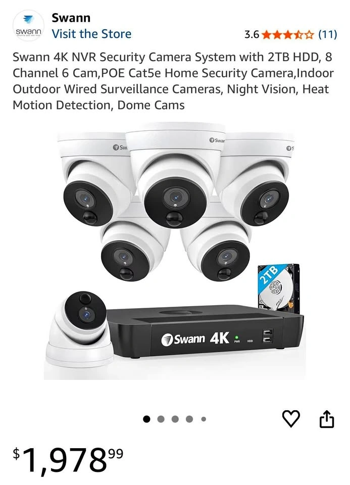 Swann 4K Security Camera System – 6 Cameras + Professional Insta