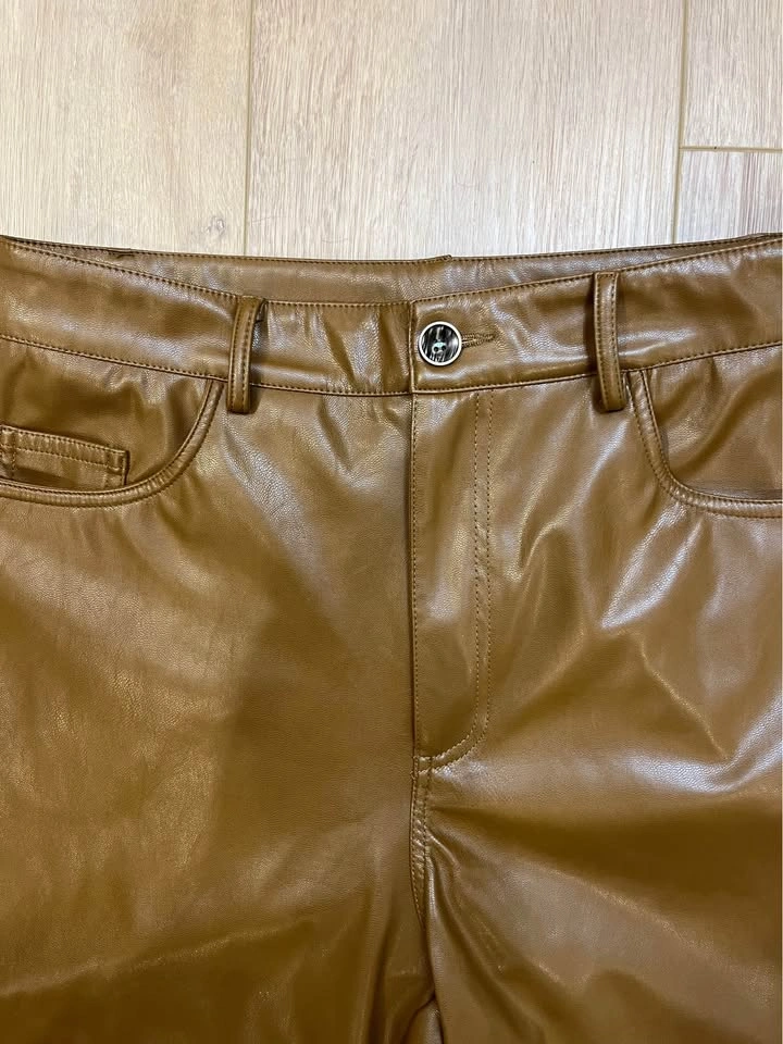 SHEIN Brown Faux Leather Straight Leg Pants - Size M - photo 3