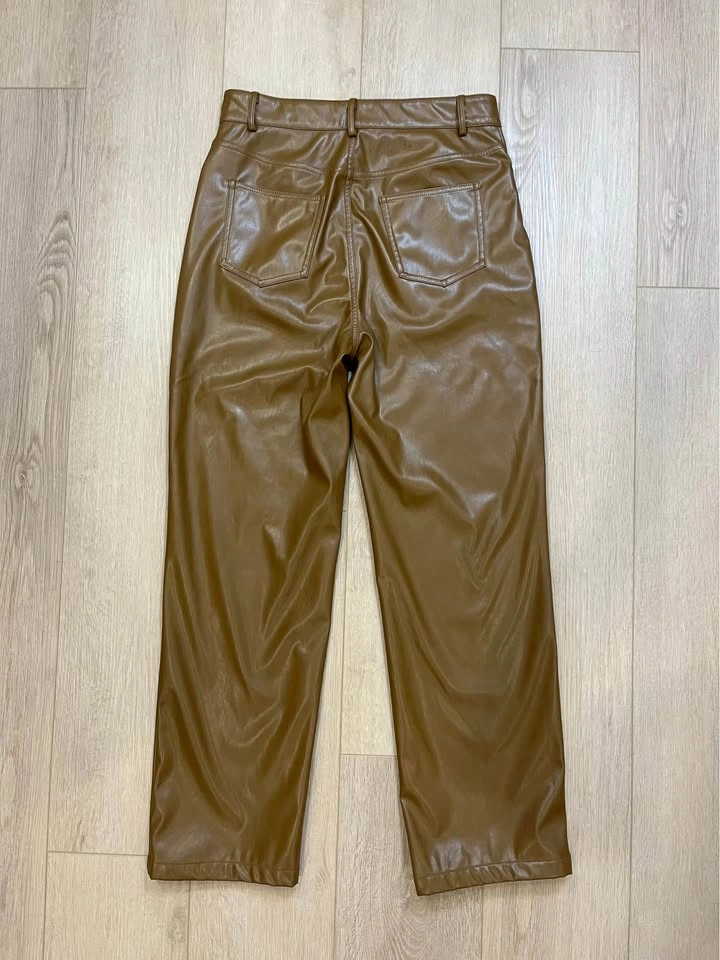 SHEIN Brown Faux Leather Straight Leg Pants - Size M - photo 5