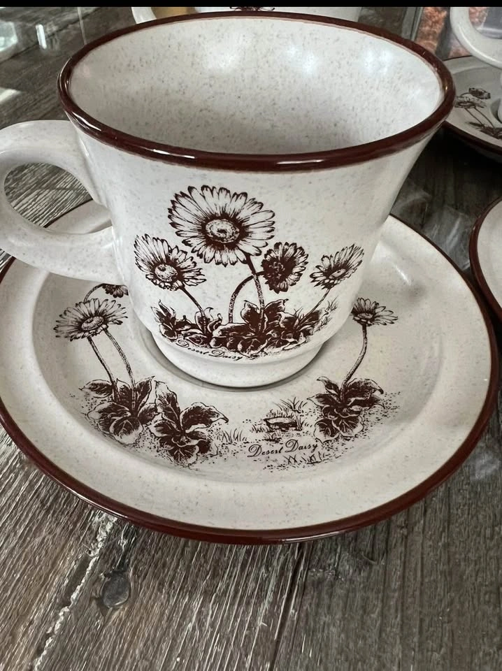 Stoneware Noritake Desert Flowers Set Of 2 Coffee Cup & Saucer - photo 5