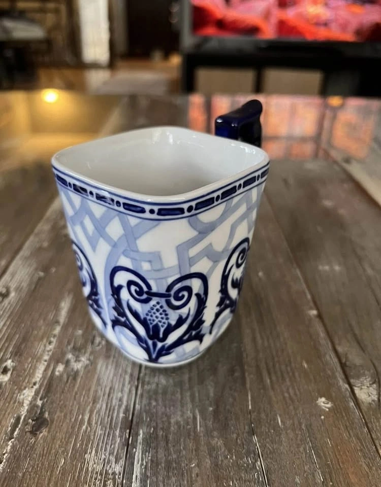 Bombay Cup Square Mug Penzance Blue White 4.25" Single cup - photo 2