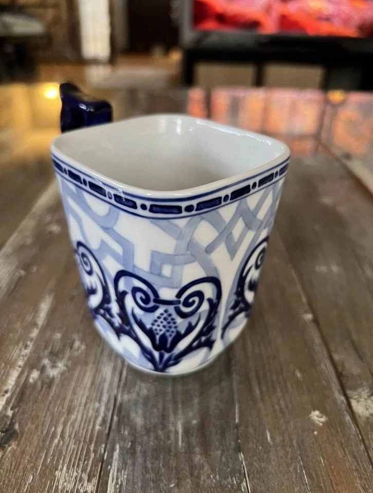 Bombay Cup Square Mug Penzance Blue White 4.25" Single cup - photo 3