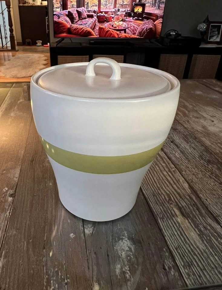 STARBUCKS Ceramic Coffee Canister/Cookie Jar, Lime Green Stripe - photo 4