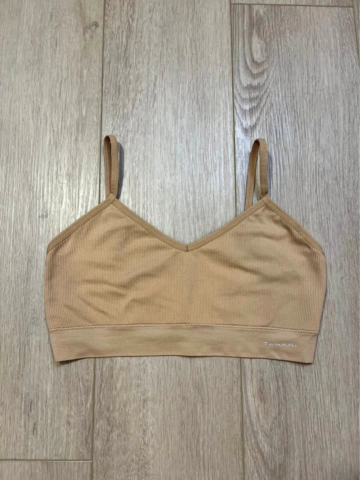 TAHARI Ribbed Cropped Tan Cami Tank - Size XL