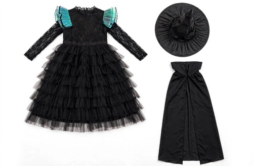 Girls Halloween Witch Costume - Black Tulle Dress + Witch Hat + - photo 4
