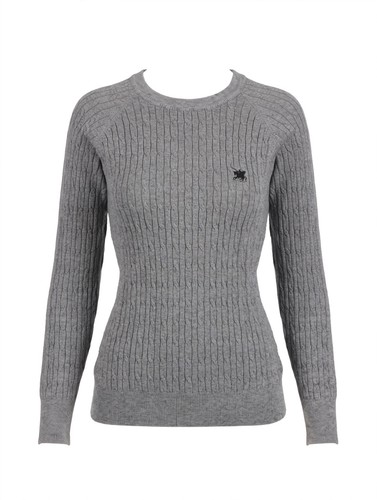 Polo Cable Knit Sweater Men's Medium Gray Pullover Wool Blend