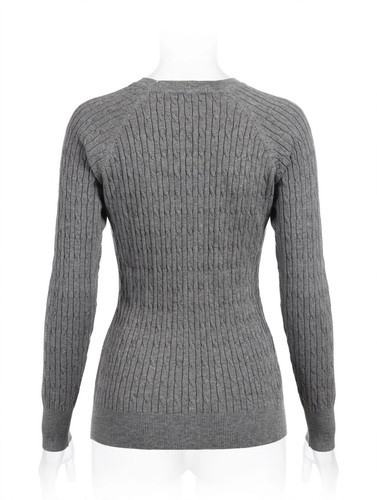 Polo Cable Knit Sweater Men's Medium Gray Pullover Wool Blend - photo 3