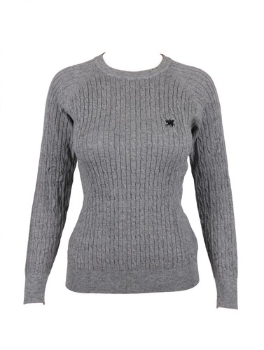 Polo Cable Knit Sweater Men's Medium Gray Pullover Wool Blend - photo 4