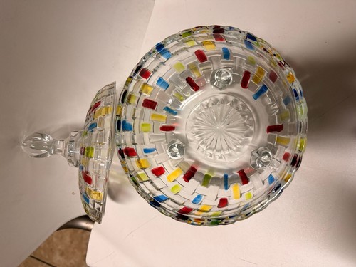 VanEnjoy Hand-Painted Woven Pattern Glass Candy Jar with Lid - photo 3