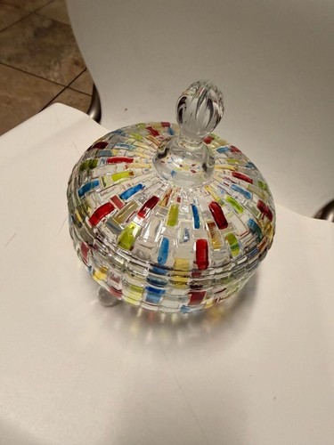 VanEnjoy Hand-Painted Woven Pattern Glass Candy Jar with Lid - photo 4