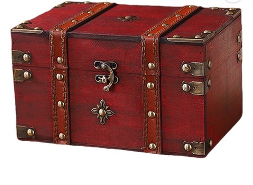 Semetall Vintage Wooden Storage Box Decorative Treasure Chest