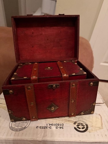 Semetall Vintage Wooden Storage Box Decorative Treasure Chest - photo 4