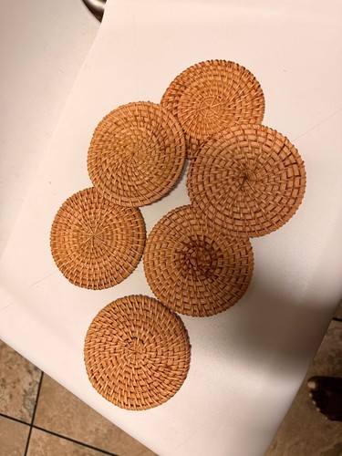 6 Pcs Coasters Set Dining Table Decor Rattan Placemats - photo 2