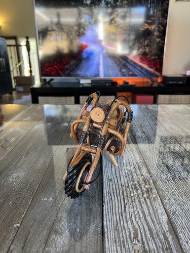 Vintage Folk art Wooden handmade, Lacquered Motorcycle 12” - photo 4