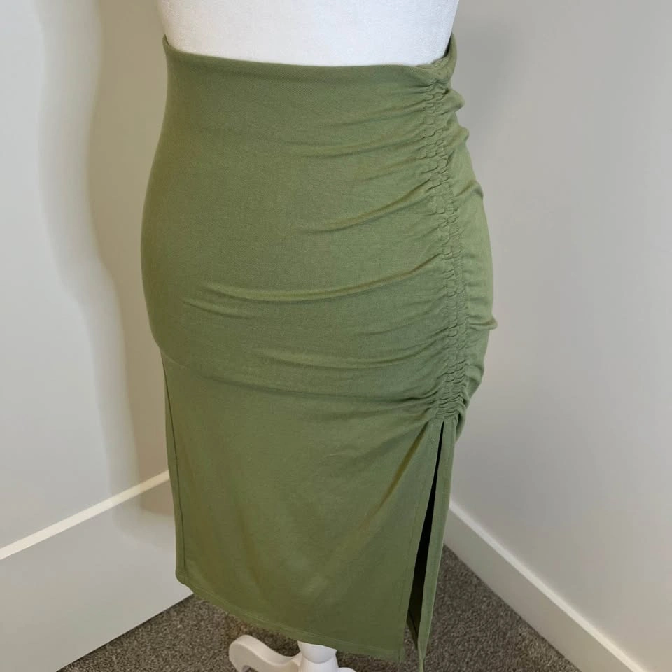 Aritzia WILFRED FREE Ruched Olive Green Skirt - photo 2