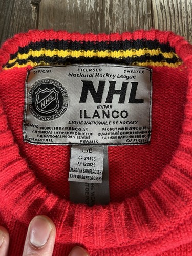 Rare Official NHL ILANCO Calgary Flames Knit Sweater Size L - photo 4