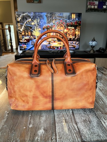 Women's Genuine Leather Retro Cross Duffel Purse Handbag