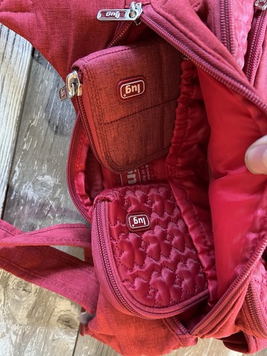 Lug Red Crossbody Bag Handbag Quilted Zip Pockets - photo 4