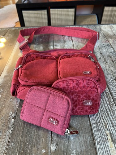 Lug Red Crossbody Bag Handbag Quilted Zip Pockets - photo 5