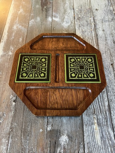 Vintage Imperial Deluxe Hostess Server Walnut Wood Cheese Tray