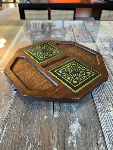 Vintage Imperial Deluxe Hostess Server Walnut Wood Cheese Tray - photo 5