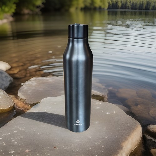 Manna Retro Gun Metal Insulated Water Bottle 591ml