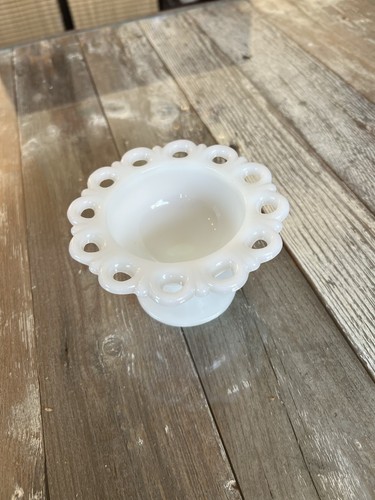 Anchor Hocking Old Colony Lace Milk Glass Pedestal Compote - photo 5
