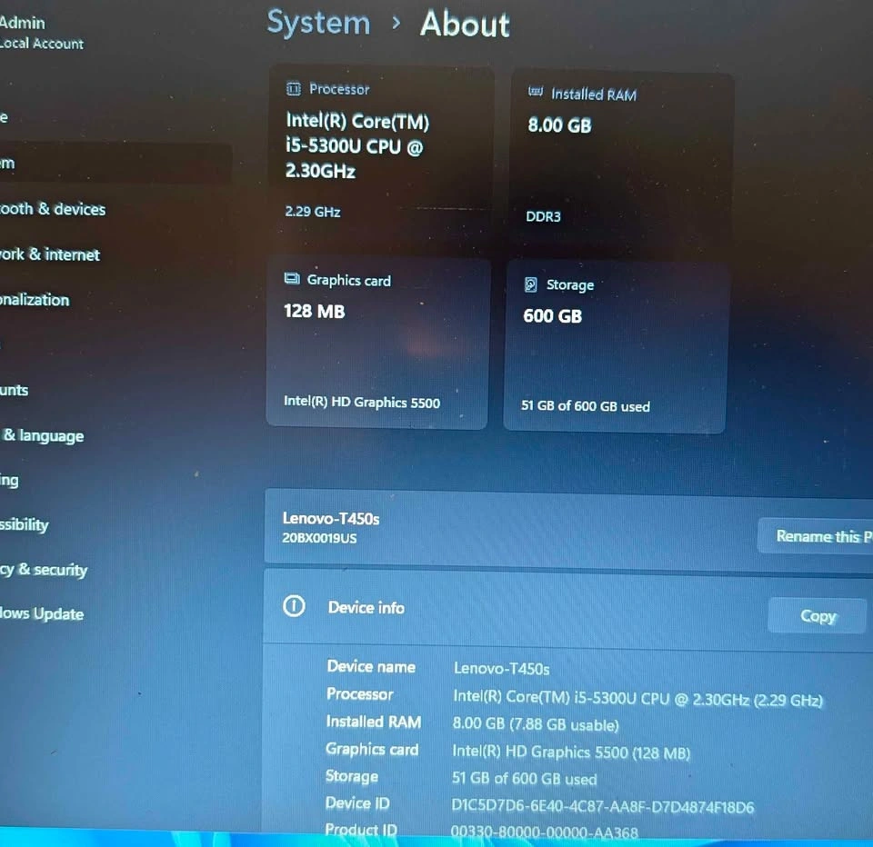 Lenovo T450s 14" i5-5300U 8GB/600GB Win 11 Pro - photo 2