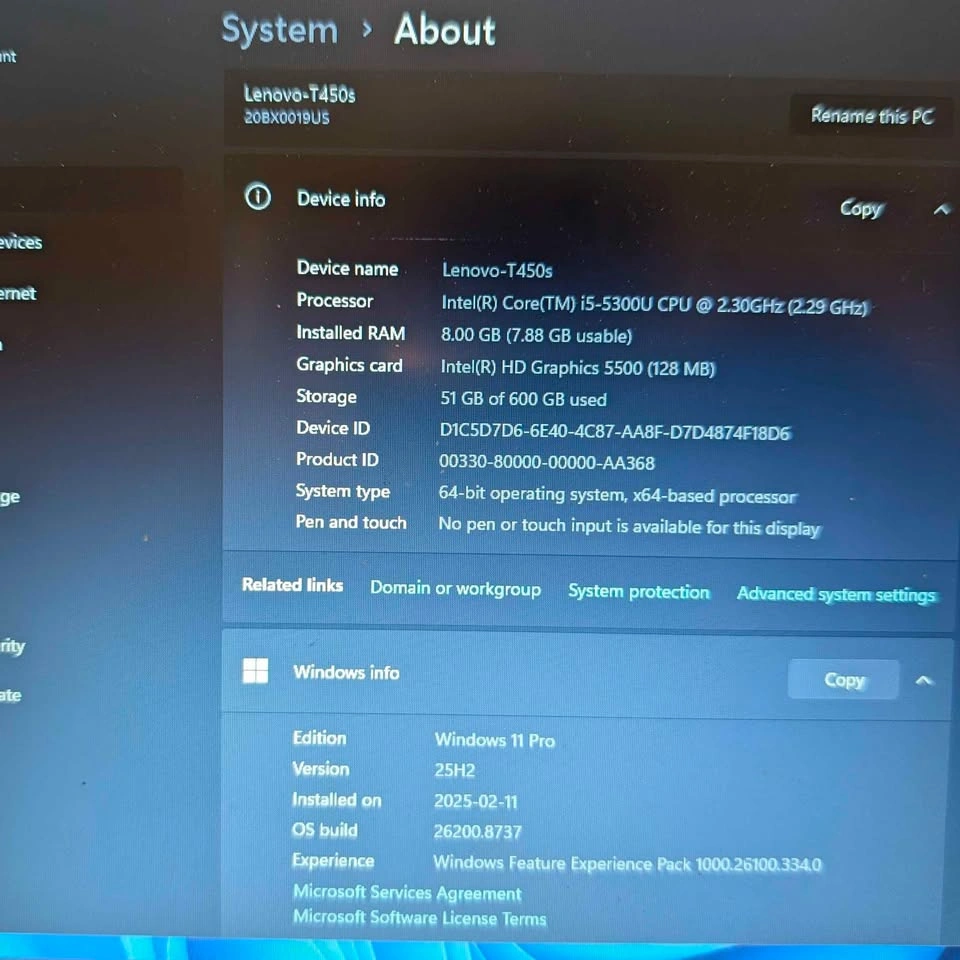 Lenovo T450s 14" i5-5300U 8GB/600GB Win 11 Pro - photo 3