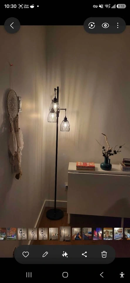 Dimmable Industrial 3-Light Tree Floor Lamp with Wire Cage Shade - photo 3