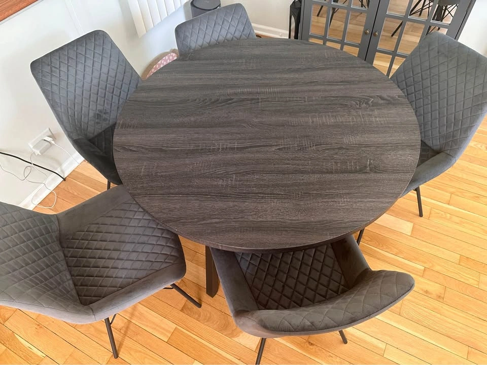 Wooden dining table with velvet chairs - photo 2