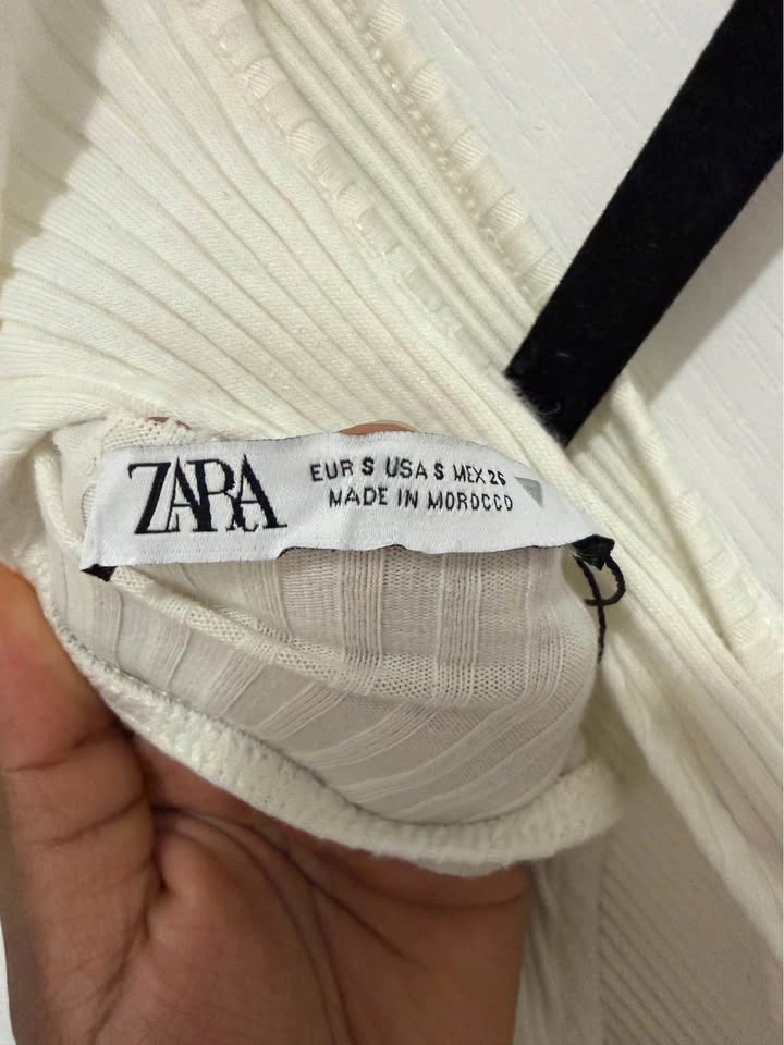 ZARA White Bubble Hem Mini Dress Ribbed Mock Neck - photo 4