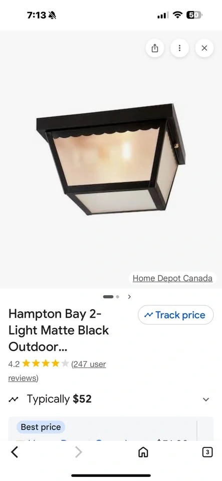 Hampton Bay 2-Light Matte Black Exterior Ceiling Light - photo 3