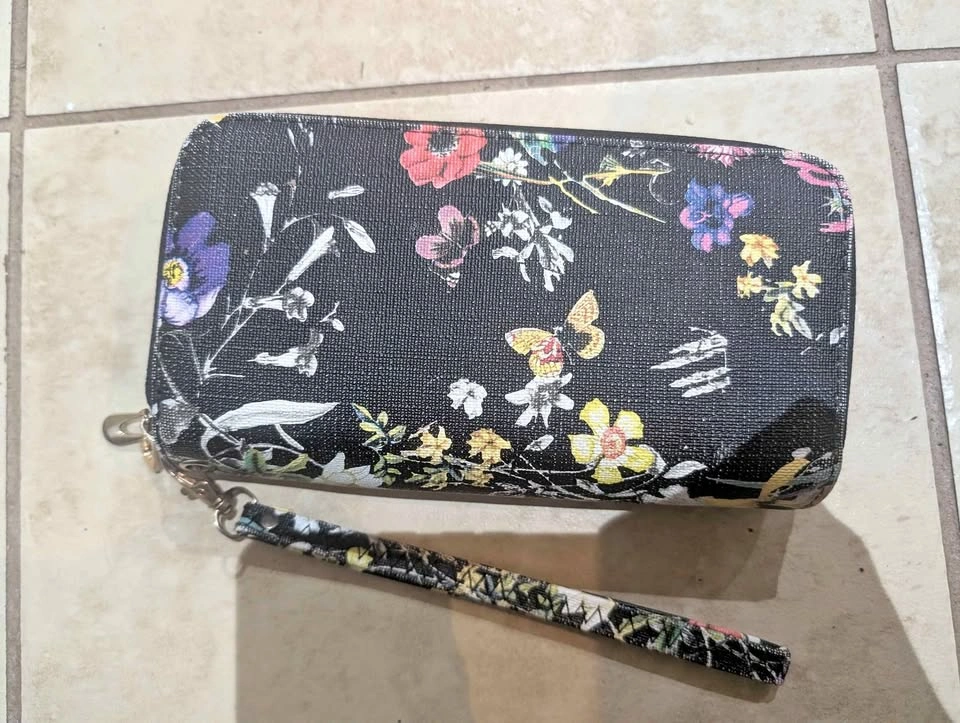 Floral Double-Zip Wristlet Wallet