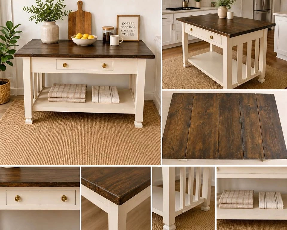 Refinished Farmhouse Kitchen Island / Coffee Bar