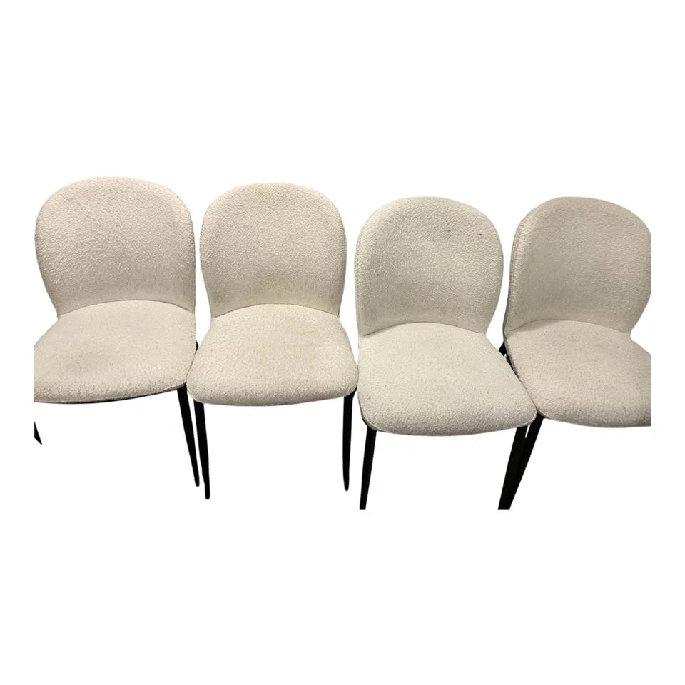 Dining Table with 4 White Boucle Chairs - photo 5