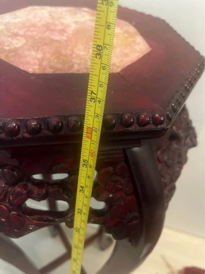 Vintage Chinese Famille Rose Peacock Fish Bowl & Carved Wood Sta - photo 2