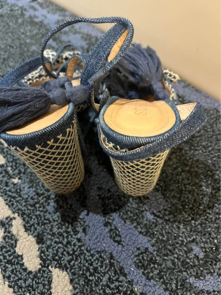 Schutz Denim Lace-Up Block Heel Sandals - photo 4
