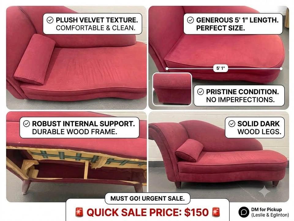 Red Velvet Chaise Lounge